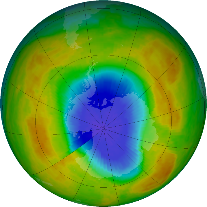 Antarctic ozone map for 12 October 2002